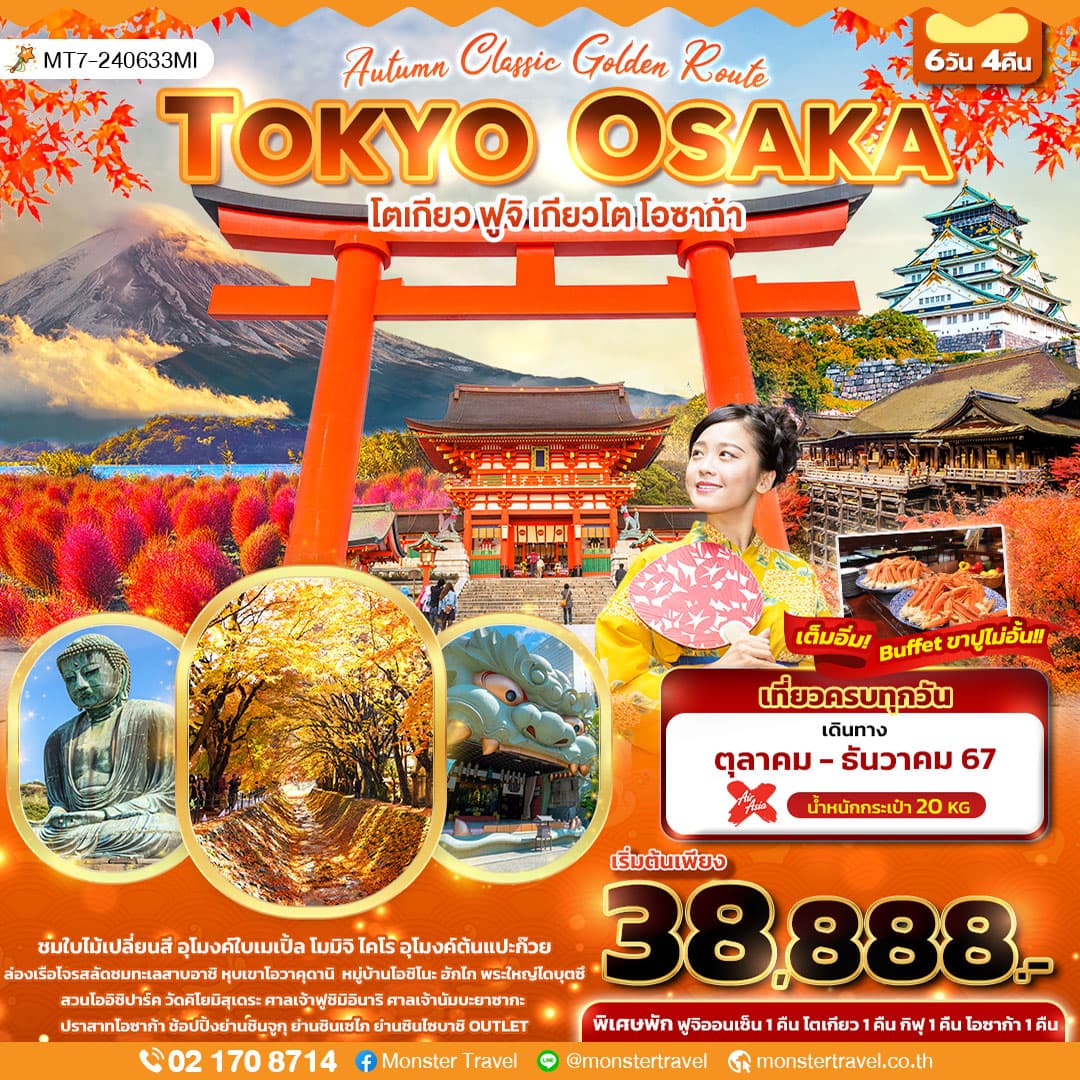 Autumn Classic Golden Route TOKYO OSAKA โตเกียว ฟูจิ เกียวโต โอซาก้า 