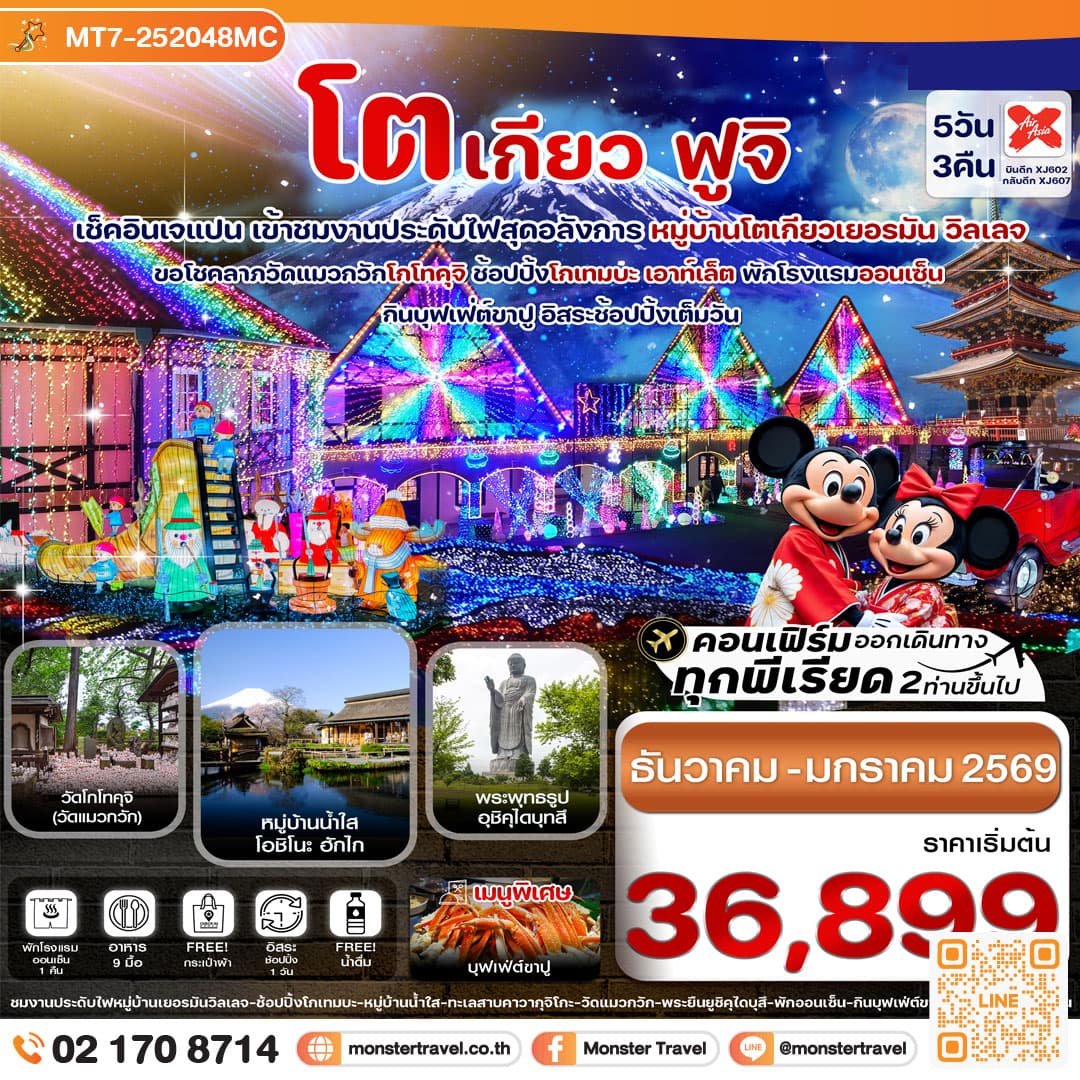 โตเกียว ฟูจิ งานประดับไฟเยอรมันวิลเลจ 5วัน3คืน อิสระช้อปปิ้งเต็มวัน