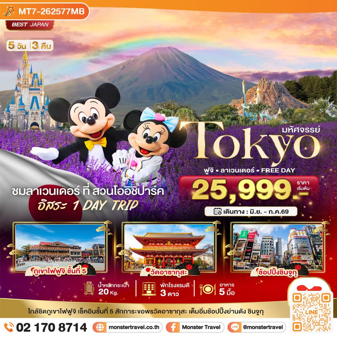 มหัศจรรย์...TOKYO ฟูจิ ลาเวนเดอร์ FREE DAY 5 วัน 3 คืน