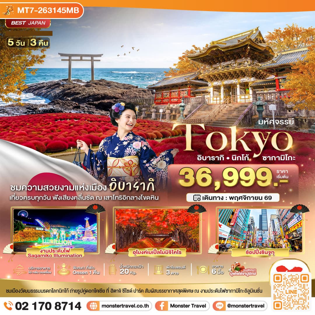 monster travel มหัศจรรย์...TOKYO อิบารากิ นิกโก้ ซากามิโกะ 5 วัน 3 คืน