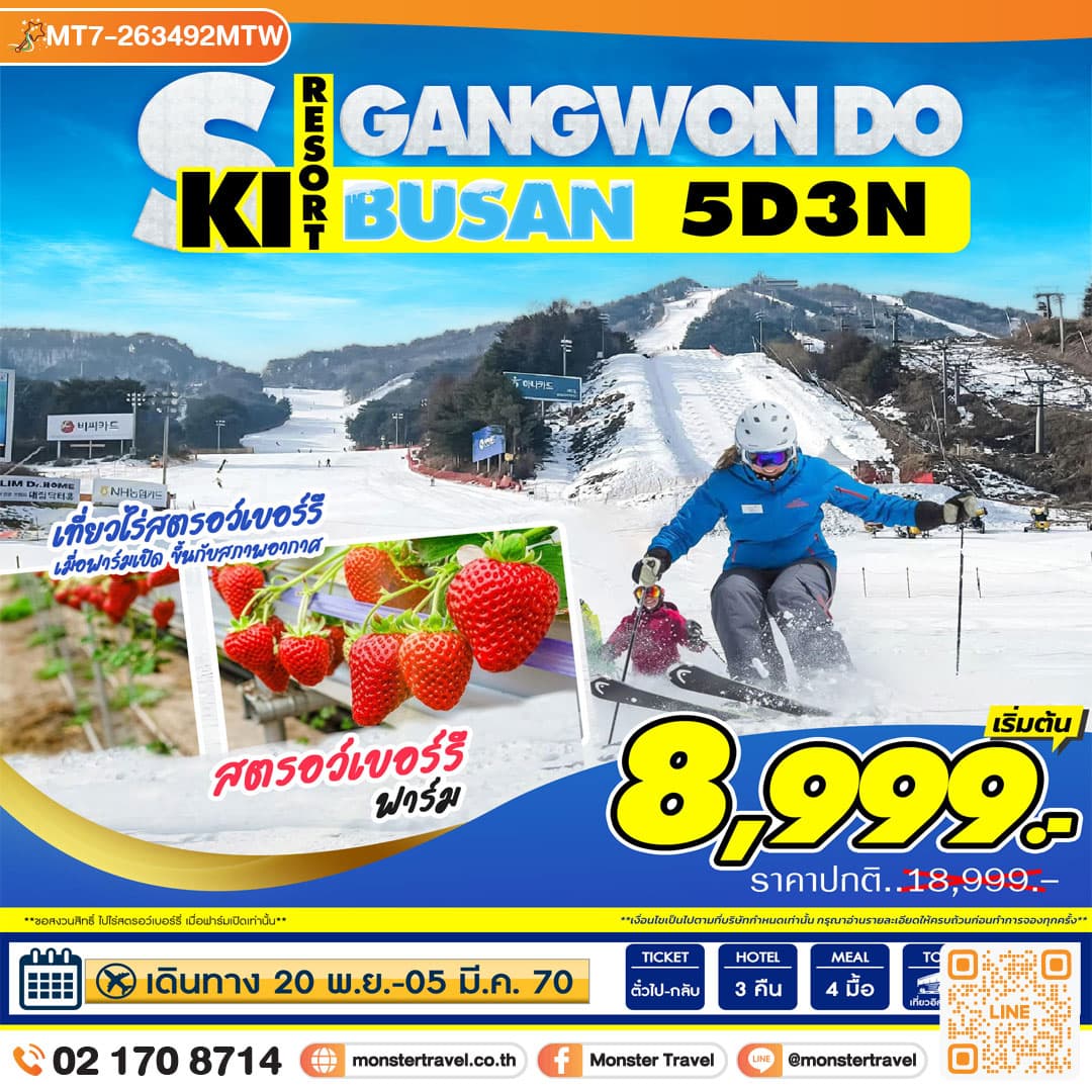 monster travel  ฺฺBusan-Gangwon Ski Resort 5D3N ปูซาน-สกี 5วัน3คืน