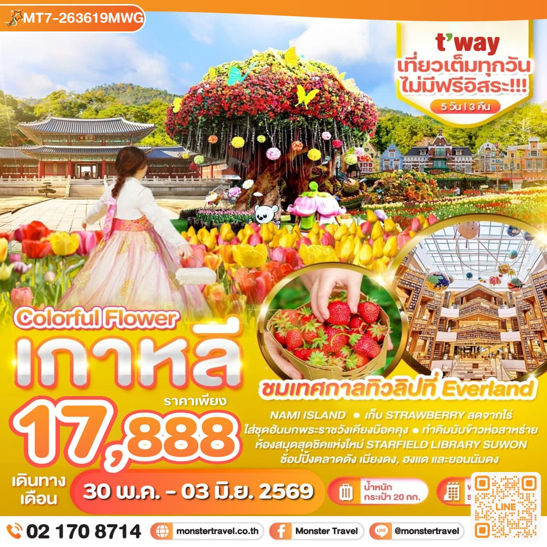 เกาหลี Colorful Flower ชมเทศกาลทิวลิปที่ Everland 5 วัน 3 คืน