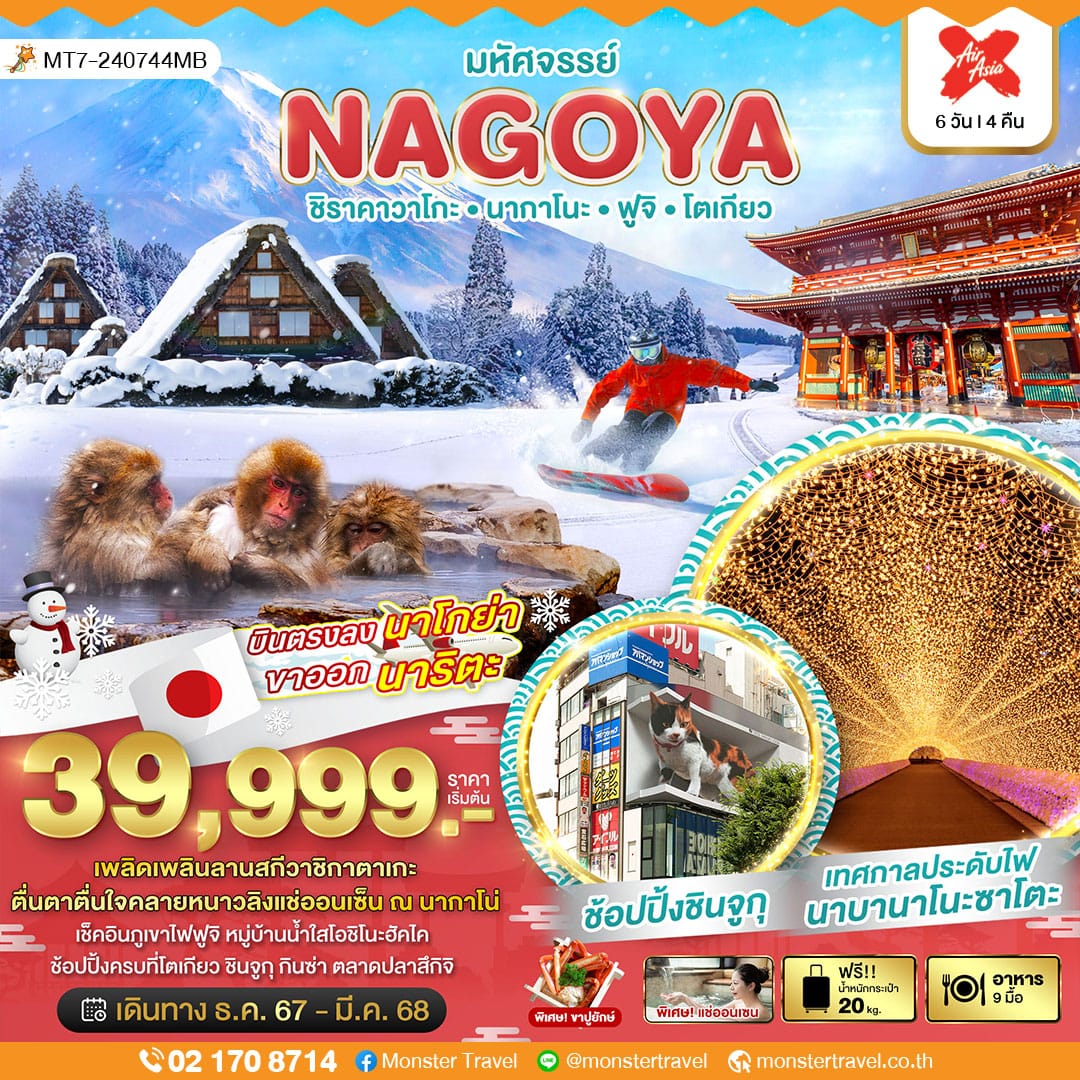 มหัศจรรย์...NAGOYA ชิราคาวาโกะ นากาโนะ ฟูจิ โตเกียว 6 วัน 4 คืน