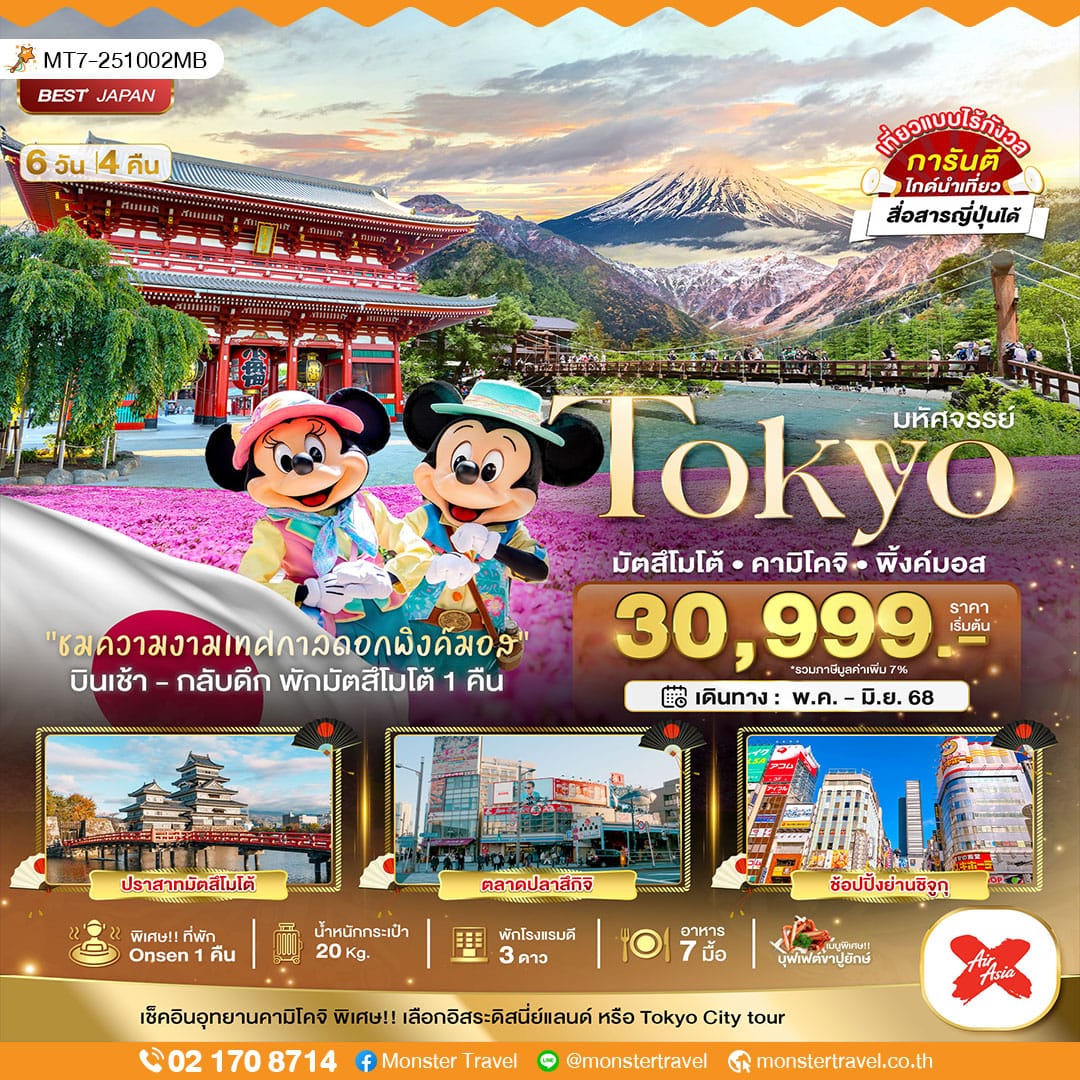 มหัศจรรย์..TOKYO มัตสึโมโต้ คามิโคจิ พิ้งค์มอส 6 วัน 4 คืน