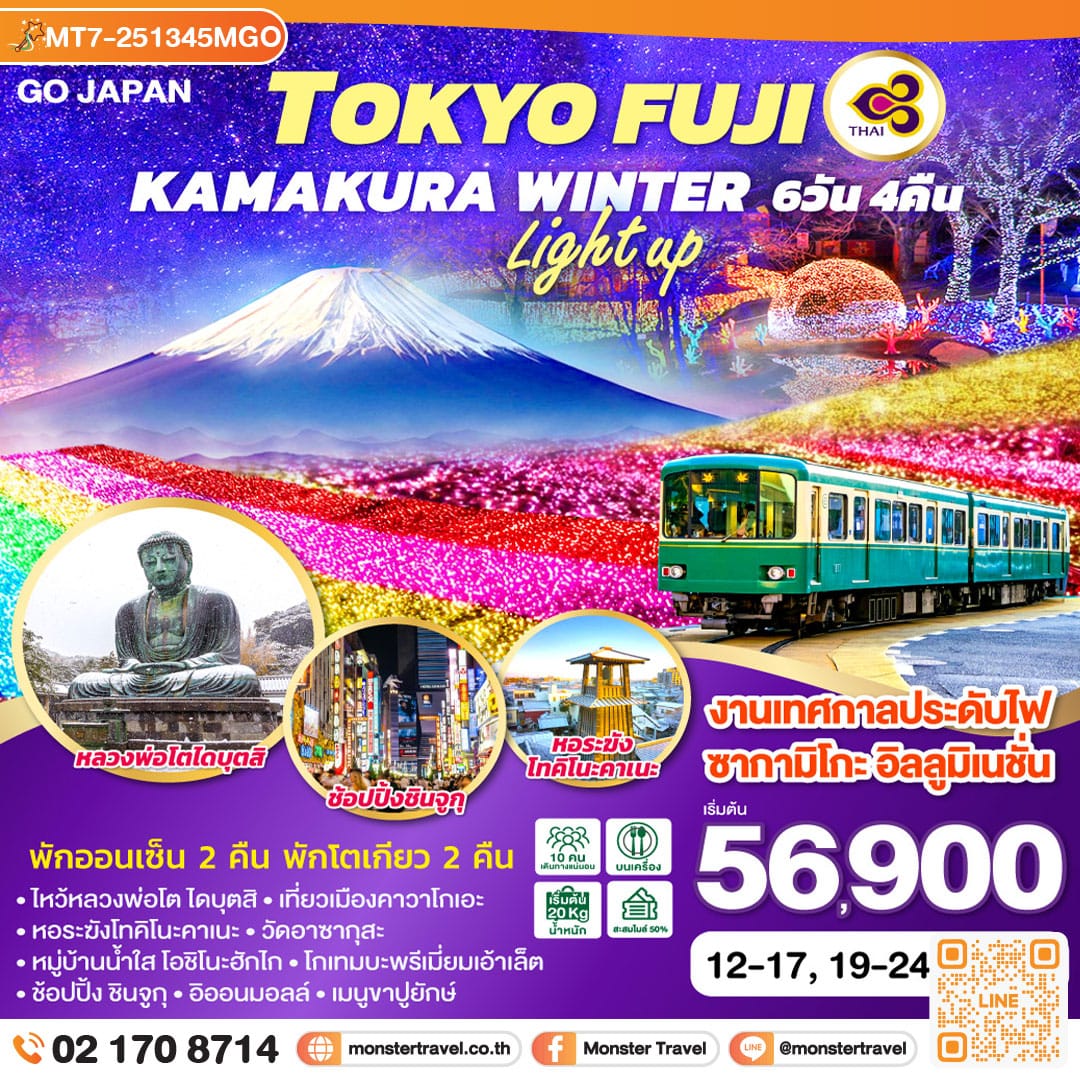 monster travel TOKYO FUJI KAMAKURA WINTER LIGHT UP 6D 4N โดยสายการบินไทย [TG]