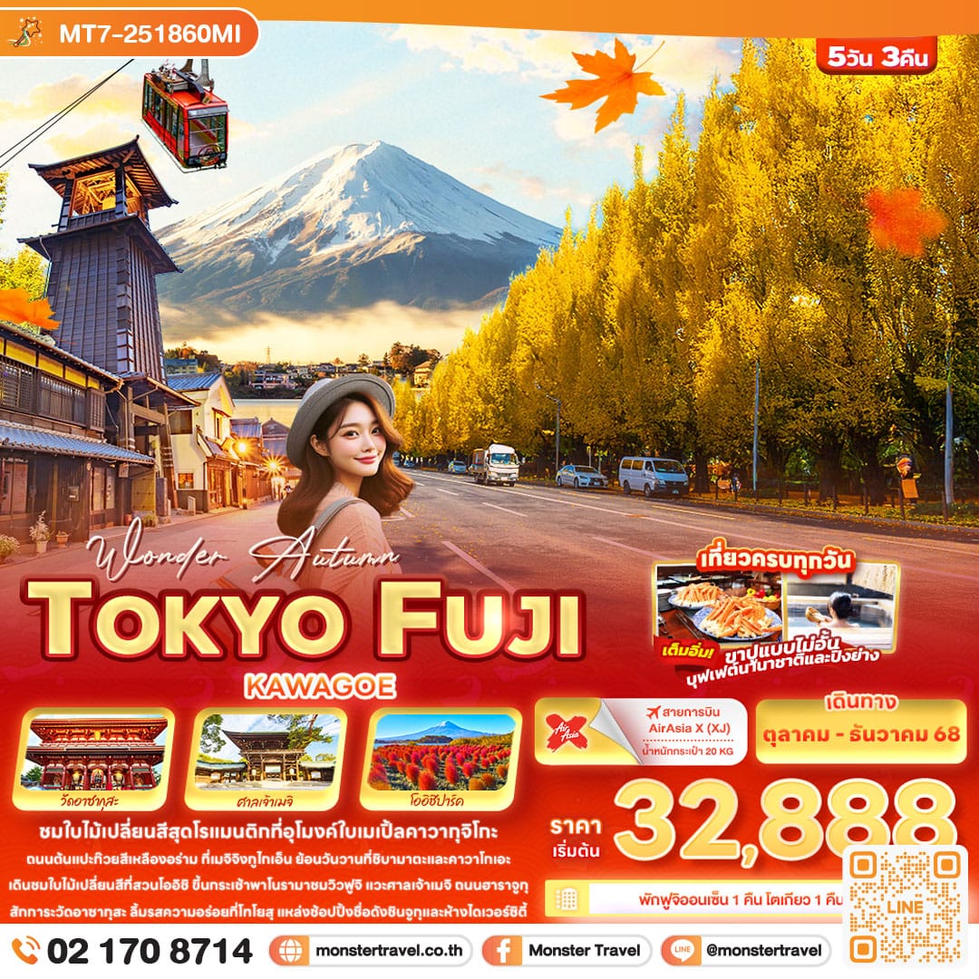 monster travel Wonder Autumn TOKYO FUJI KAWAGOE 5วัน 3คืน