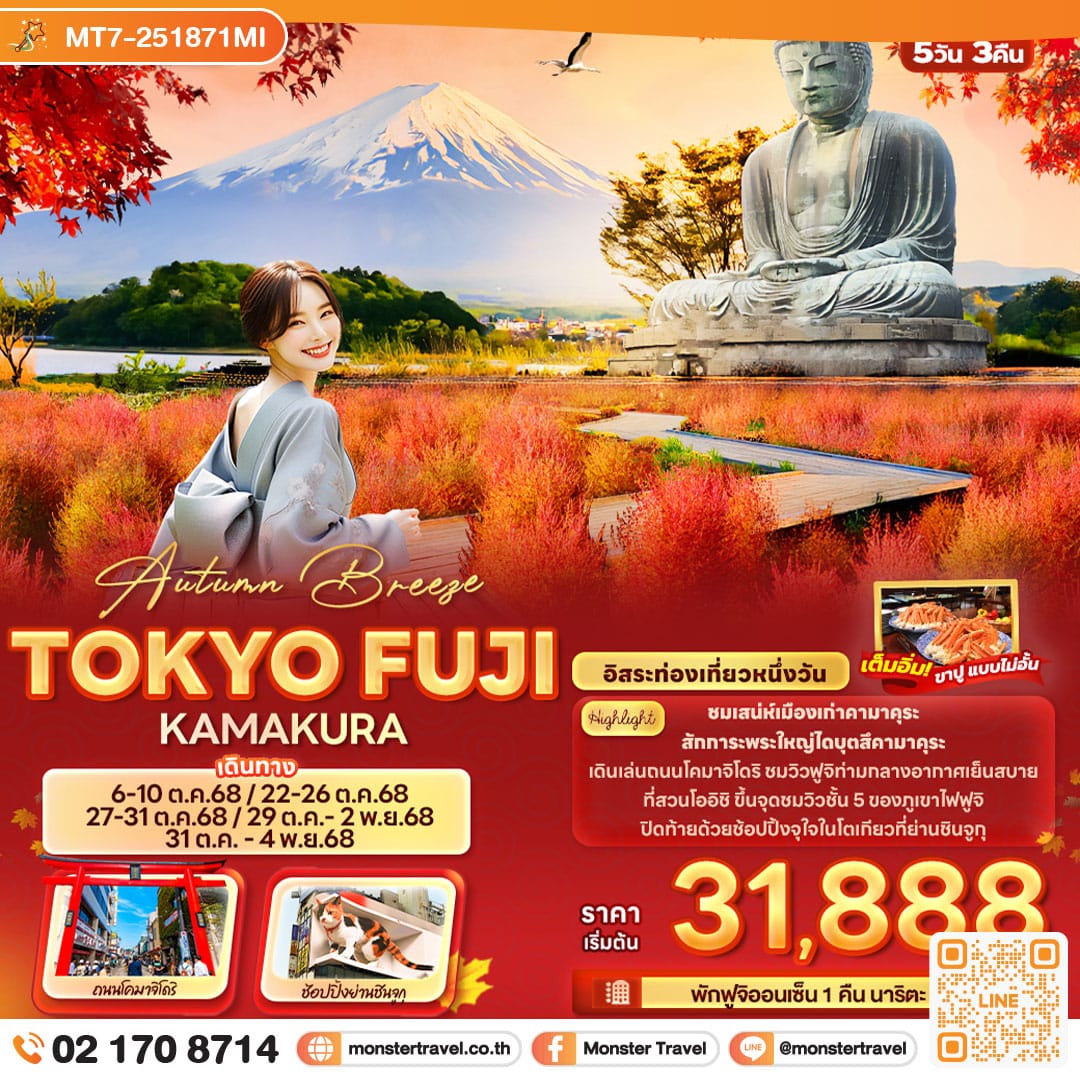 monster travel Autumn Breeze TOKYO FUJI KAMAKURA 5วัน 3คืน