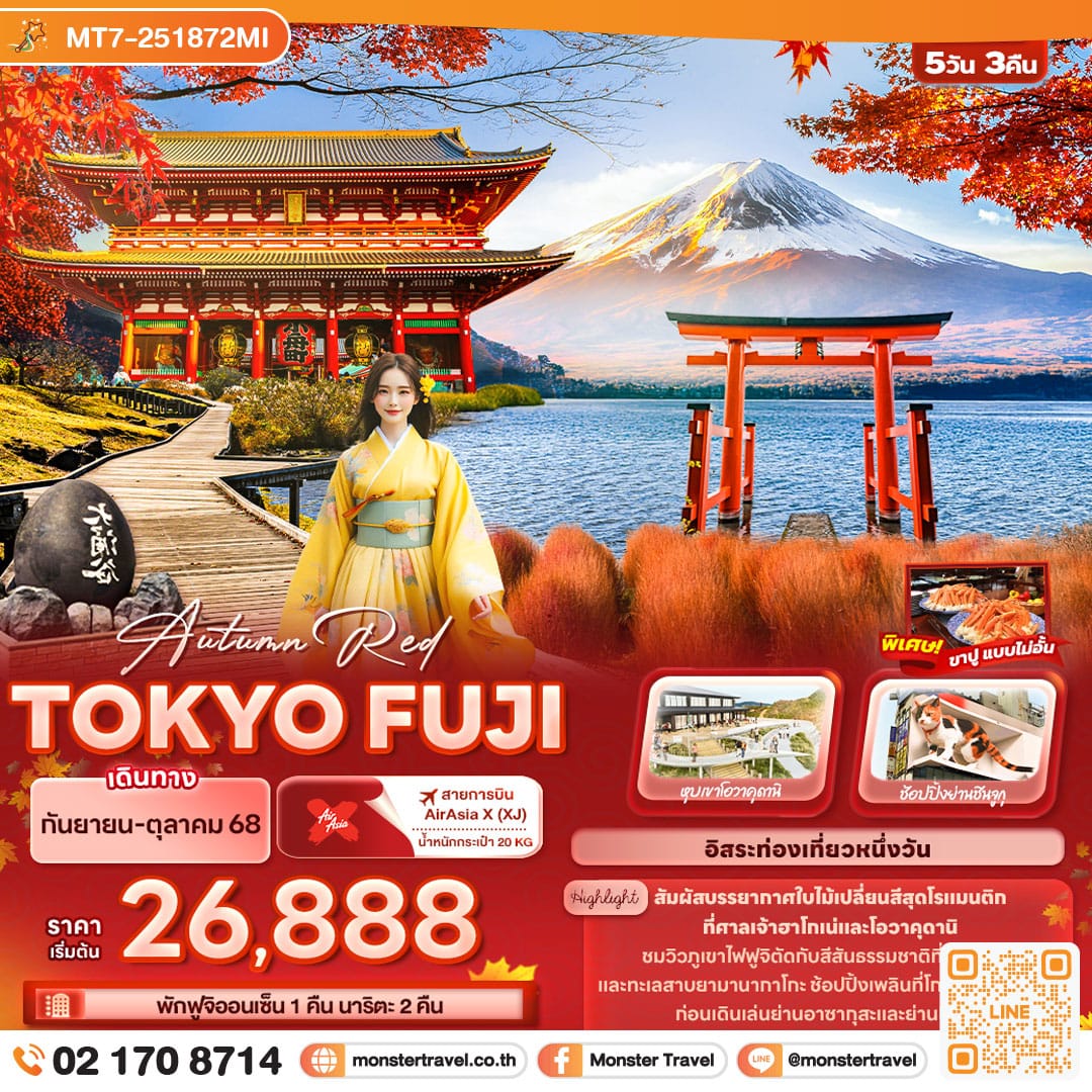monster travel Autumn Red TOKYO FUJI 5วัน3คืน