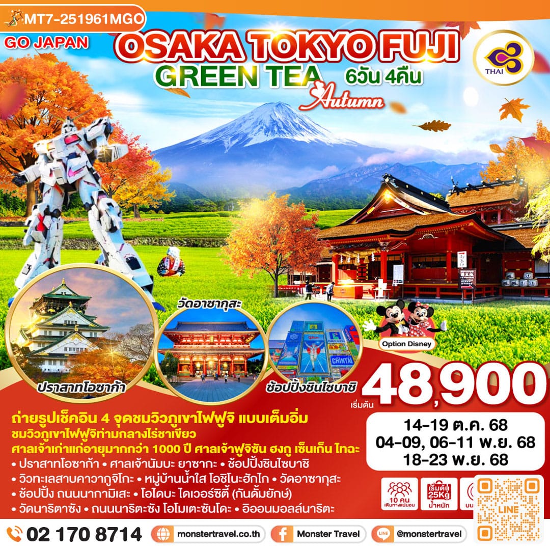 monster travel OSAKA TOKYO FUJI GREEN TEA AUTUMN 6D 4N