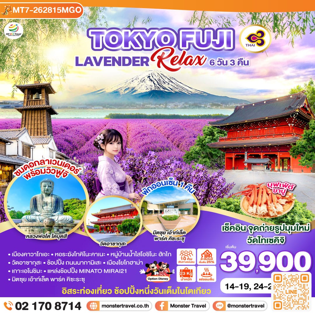 monster travel TOKYO FUJI LAVENDER RELAX 6D 3N